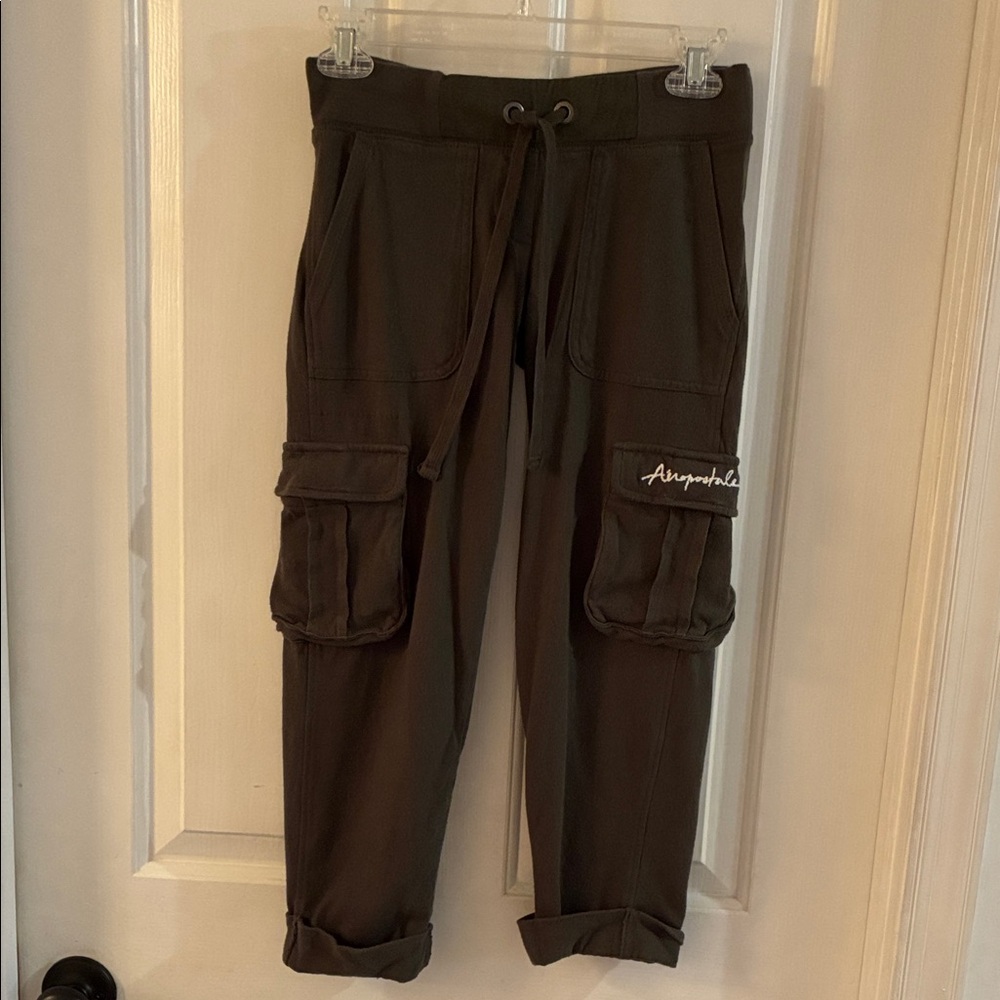 Aeropostale Women's Olive Green Pants with Embroidered Logo
